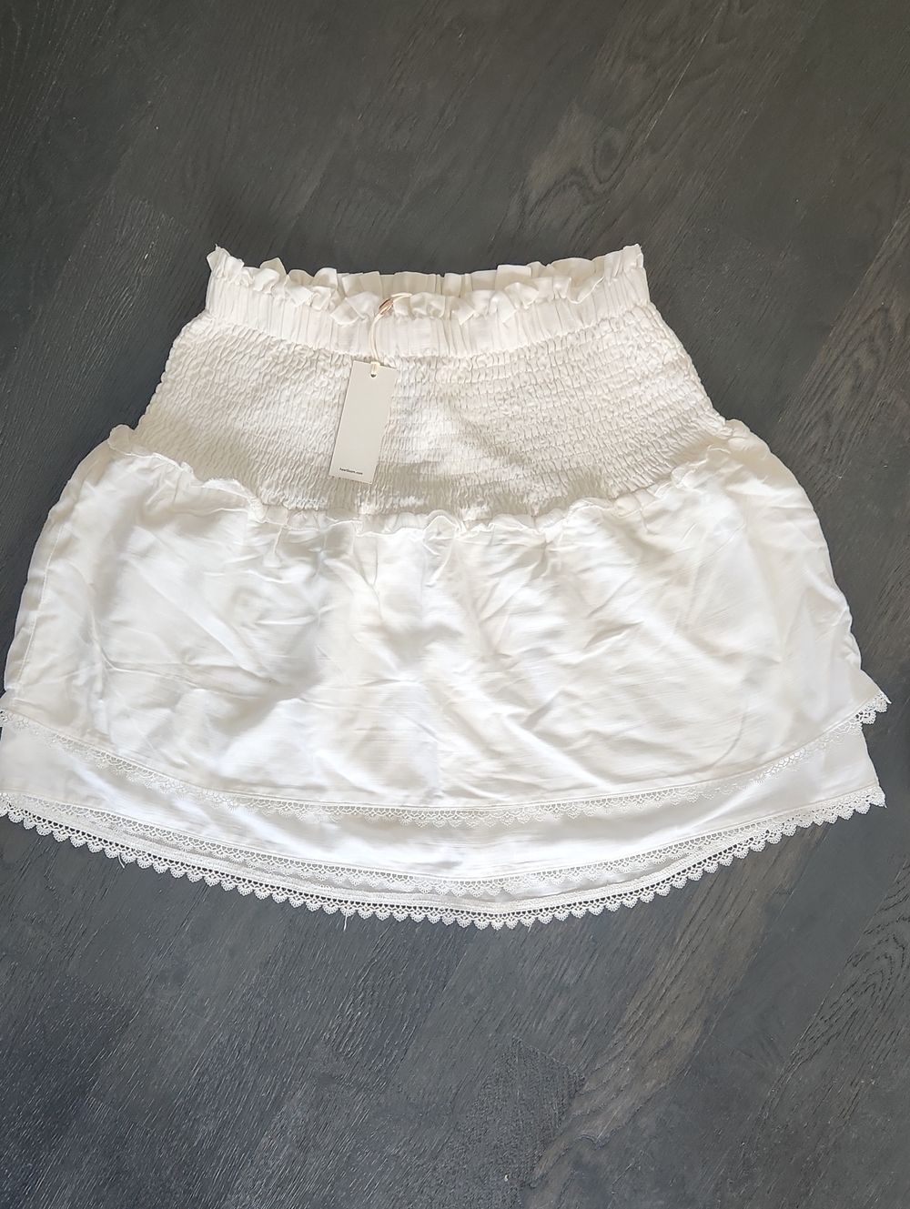 Heartloom White Smocked Lace-Trim Mini Skirt